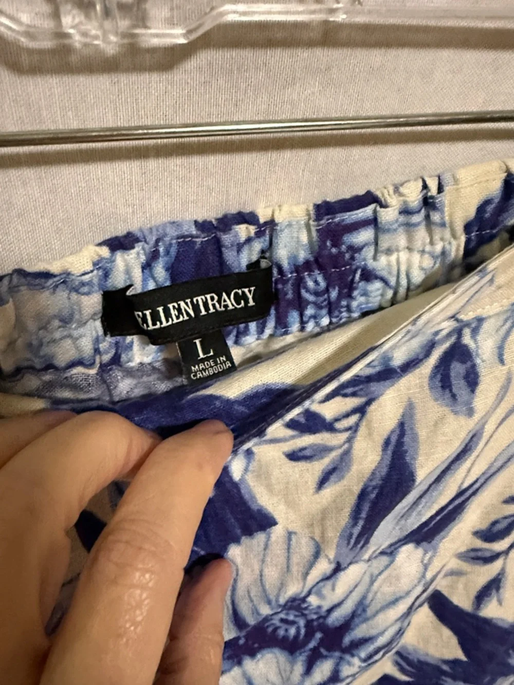 Ellen Tracy Blue Floral Linen-Blend Mini Skort Summertime Beach Vacation - Picture 3 of 9